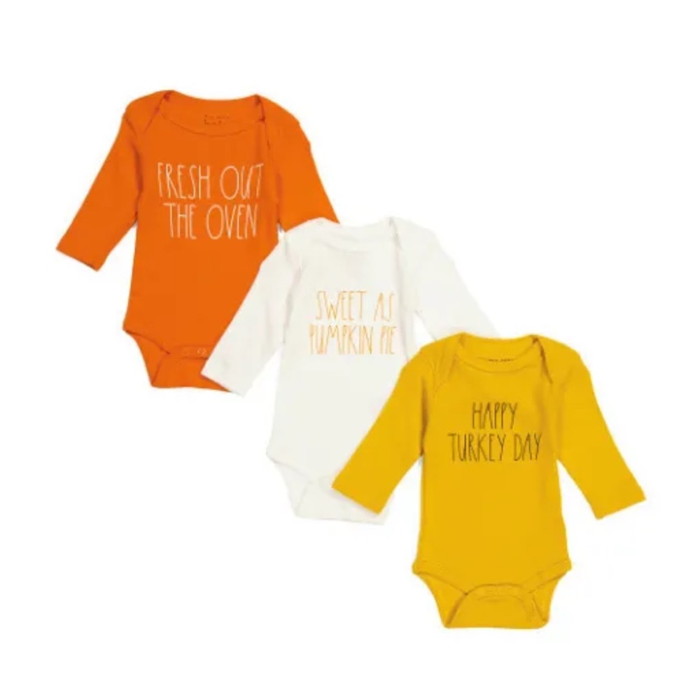 Rae Dunn Baby Thanksgiving Bodysuit Onesie Size Turkey Day 3-6 months